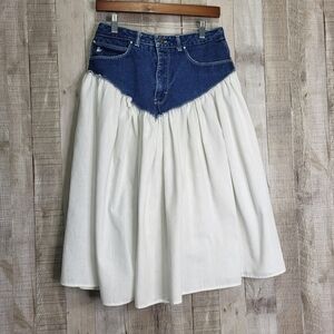 Vintage Denim and White Cowgirl Country Skirt.